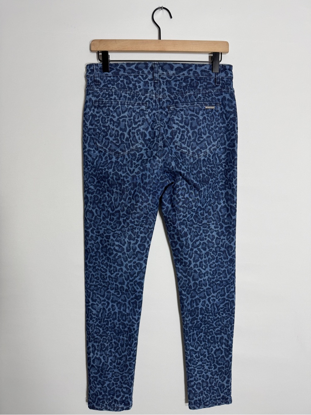 WJ89 {Michael Kors} Blue Cheetah Print High Rise Skinny Denim Jeans - Picture 2 of 5